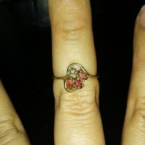 Vintage 10k Gold Ring with Red Stones